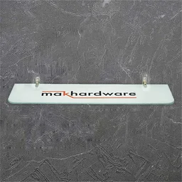 MAK HARDWARE Steel F Type Rectangle Glass Shelf F Bracket 10 Inches 12 MM Silver - 10 inch. Glass Size 12mm