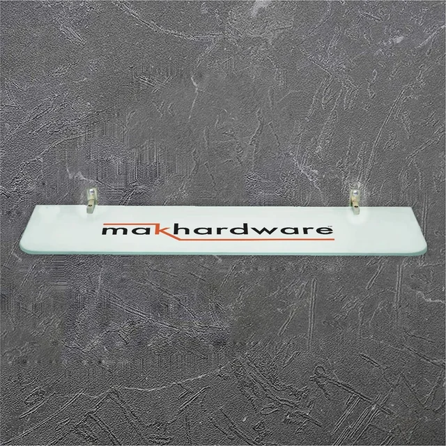 MAK HARDWARE Steel F Type Rectangle Glass Shelf F Bracket 10 Inches 12 MM Silver - 10 inch. Glass Size 12mm