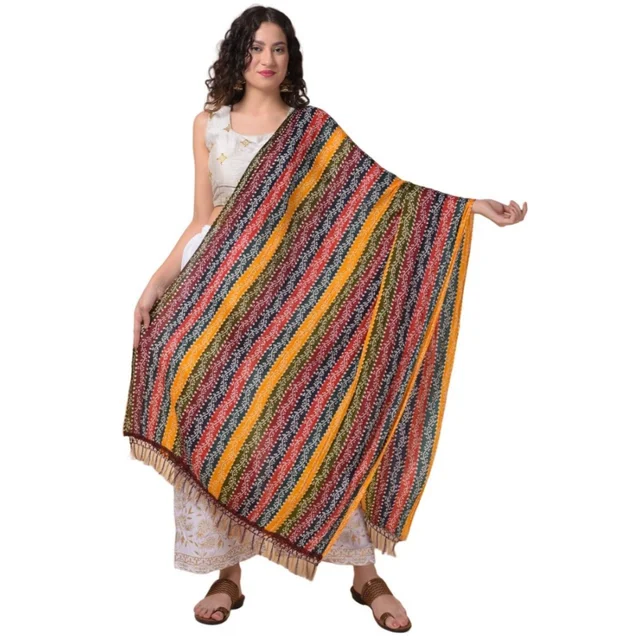 Generic Women's Chanderi Printed Dupatta (Multicolor, Length: 2.25 to 2.50 Mtr)