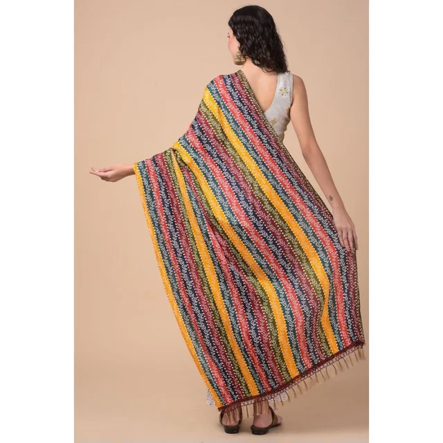 Generic Women's Chanderi Printed Dupatta (Multicolor, Length: 2.25 to 2.50 Mtr)