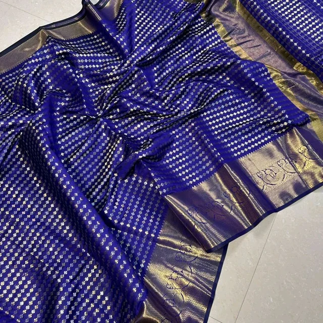 Banarasi Thousand Butta saree - Royal Blue