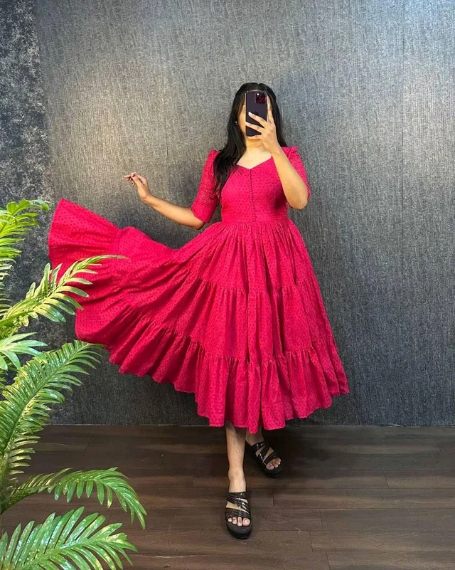 HAKOBA 3 Layer Exclusive Midi Gown - M, Wild Watermelon