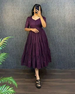 HAKOBA 3 Layer Exclusive Midi Gown - M, Purple