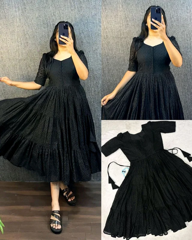 HAKOBA 3 Layer Exclusive Midi Gown - L, Black