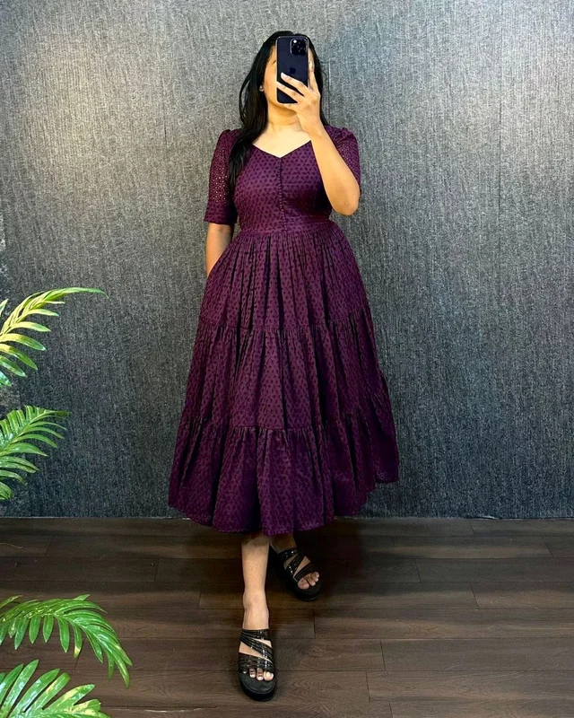HAKOBA 3 Layer Exclusive Midi Gown - L, Purple