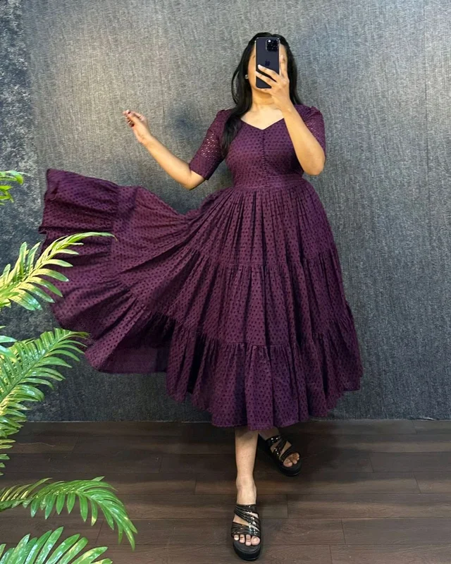 HAKOBA 3 Layer Exclusive Midi Gown - L, Purple