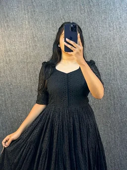 HAKOBA 3 Layer Exclusive Midi Gown - XL, Black