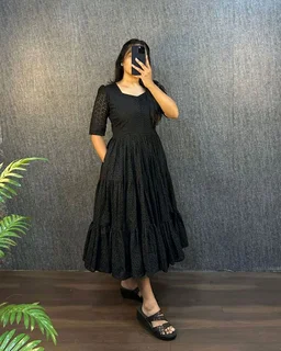 HAKOBA 3 Layer Exclusive Midi Gown - 2XL, Black