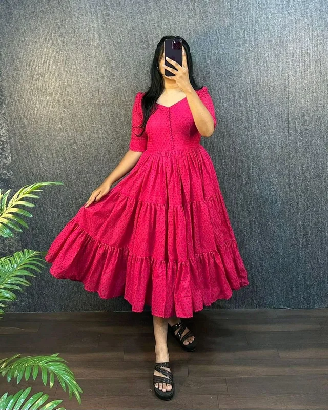 HAKOBA 3 Layer Exclusive Midi Gown - X2XL, Wild Watermelon