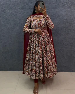 Kalamkari Maxi - M(38), Maroon