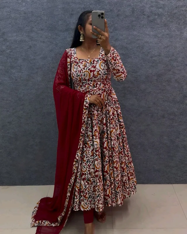 Kalamkari Maxi - M(38), Maroon