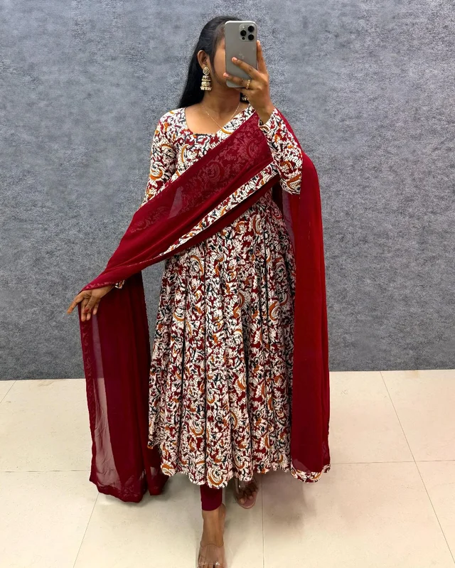 Kalamkari Maxi - 2XL(44), Maroon