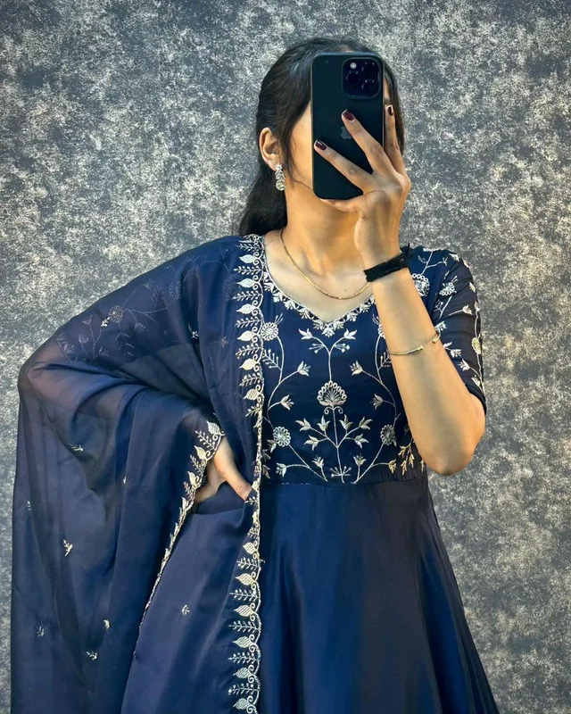Neha - 3XL, Navy Blue