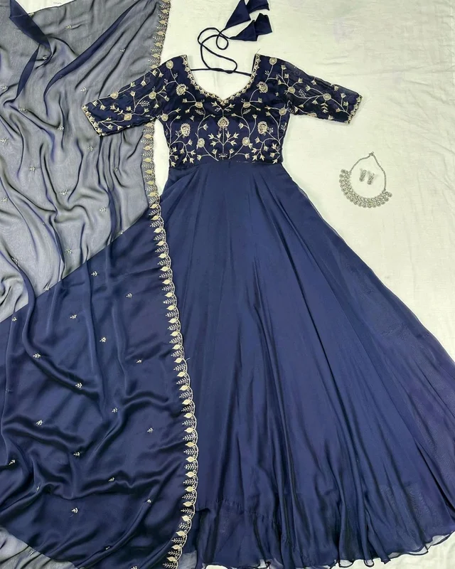 Neha - 2XL, Navy Blue