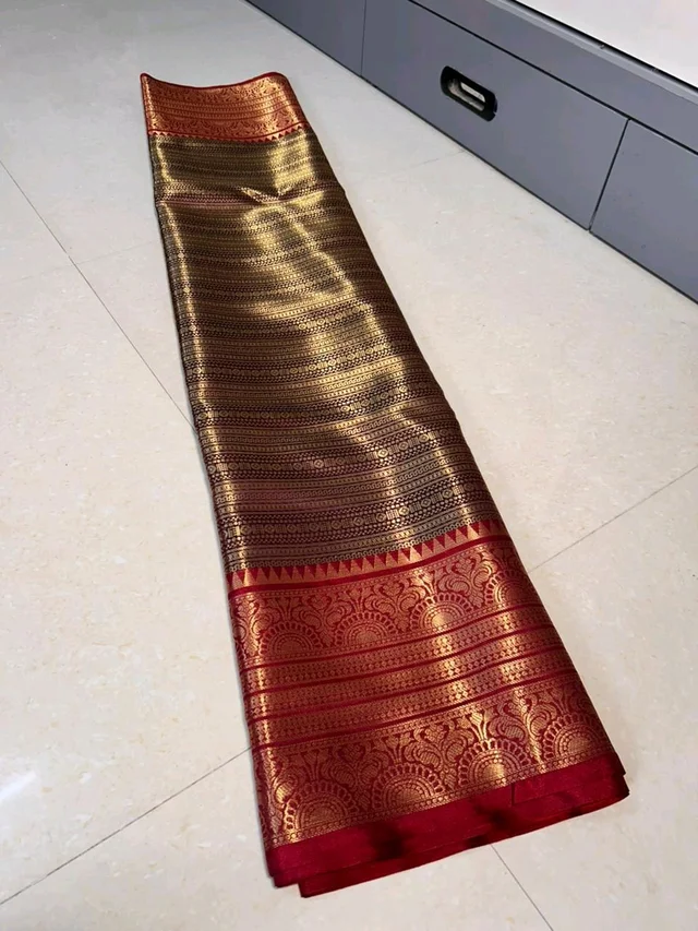 Exquisite Maroon & Gold Banarasi Katan Silk Saree