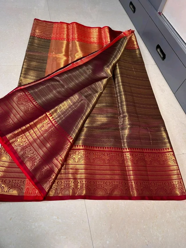 Exquisite Maroon & Gold Banarasi Katan Silk Saree