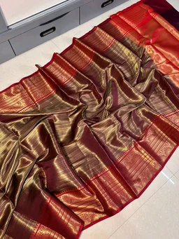 Exquisite Maroon & Gold Banarasi Katan Silk Saree