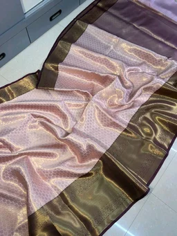 Pastel Pink Banarasi Silk Saree with Rich Zari Border