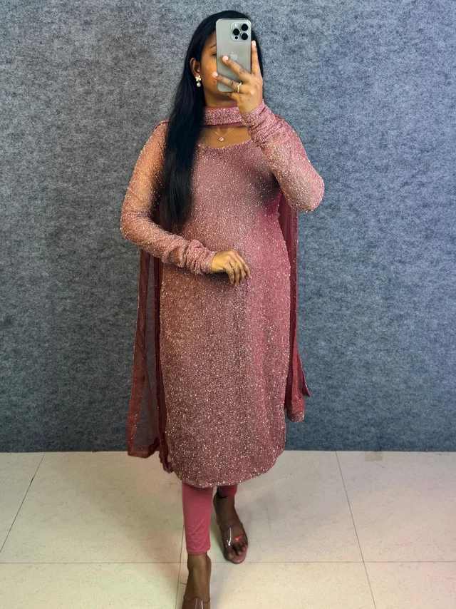 Diana -Designer Party Wear Kurti - S, Coco Bronze