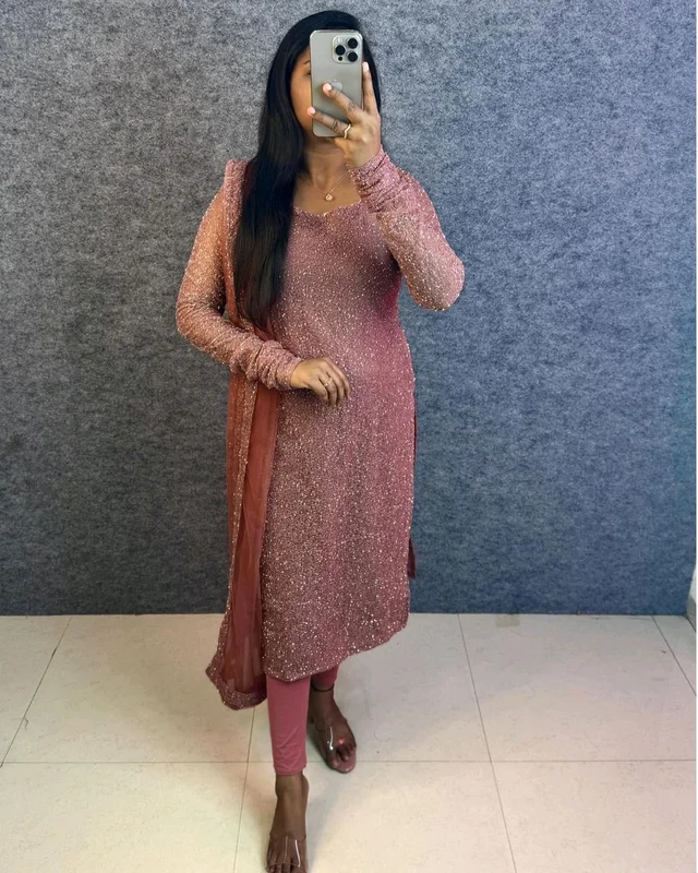 Diana -Designer Party Wear Kurti - M, Coco Bronze