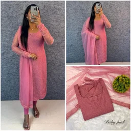 Diana -Designer Party Wear Kurti - L, Baby Pink