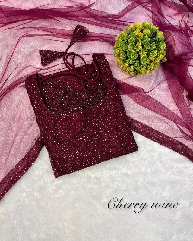 Diana -Designer Party Wear Kurti - XL, Cherry Wine
