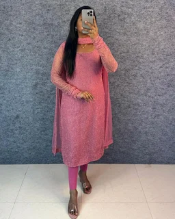 Diana -Designer Party Wear Kurti - 2XL, Baby Pink