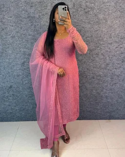 Diana -Designer Party Wear Kurti - 2XL, Baby Pink