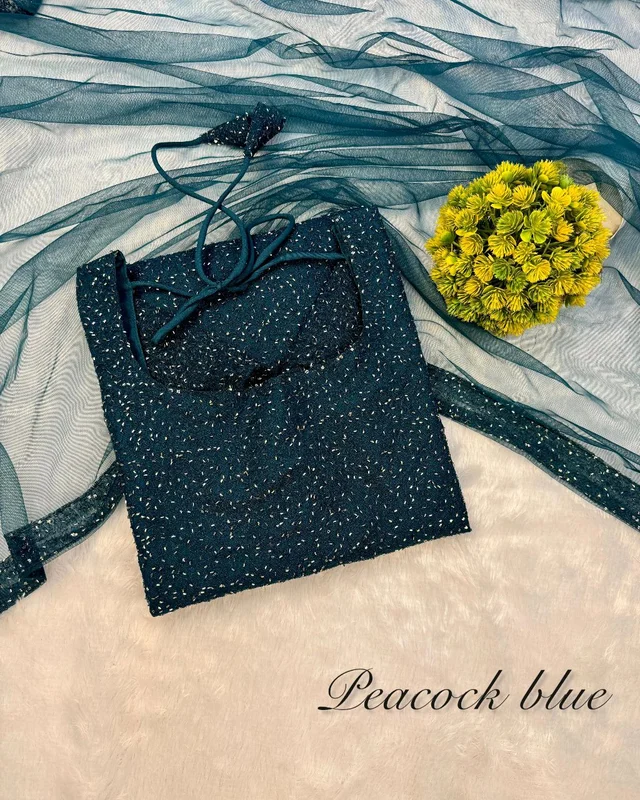 Diana -Designer Party Wear Kurti - 2XL, Peacock Blue