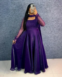 Minmmini - Party Wear Draping Style Gown ✨ - S, Violet
