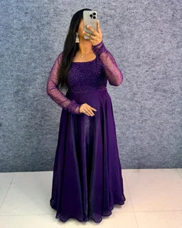 Minmmini - Party Wear Draping Style Gown ✨ - M, Violet