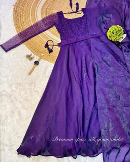 Minmmini - Party Wear Draping Style Gown ✨ - M, Violet