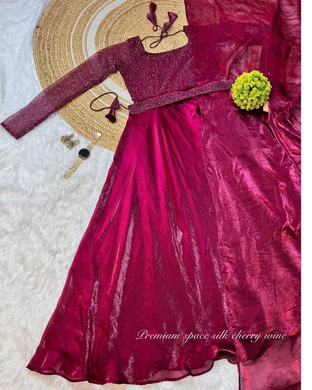 Minmmini - Party Wear Draping Style Gown ✨ - XL, Wine