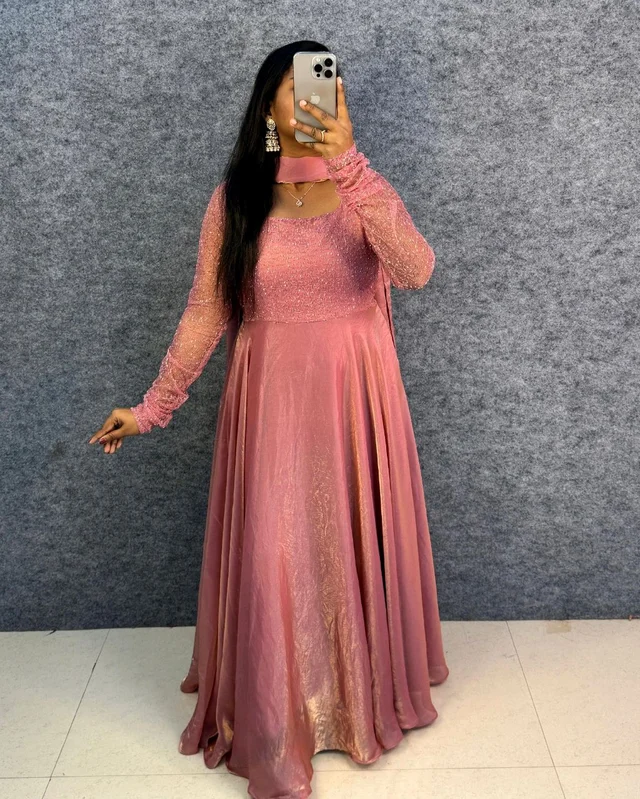 Minmmini - Party Wear Draping Style Gown ✨ - 3XL, Baby Pink