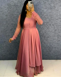 Minmmini - Party Wear Draping Style Gown ✨ - 3XL, Baby Pink