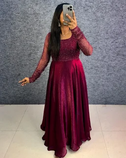 Minmmini - Party Wear Draping Style Gown ✨ - 3XL, Wine
