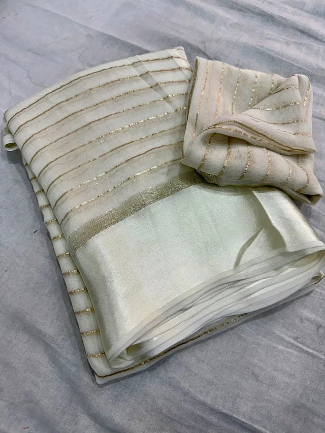 Viscose Georgette Saree - White