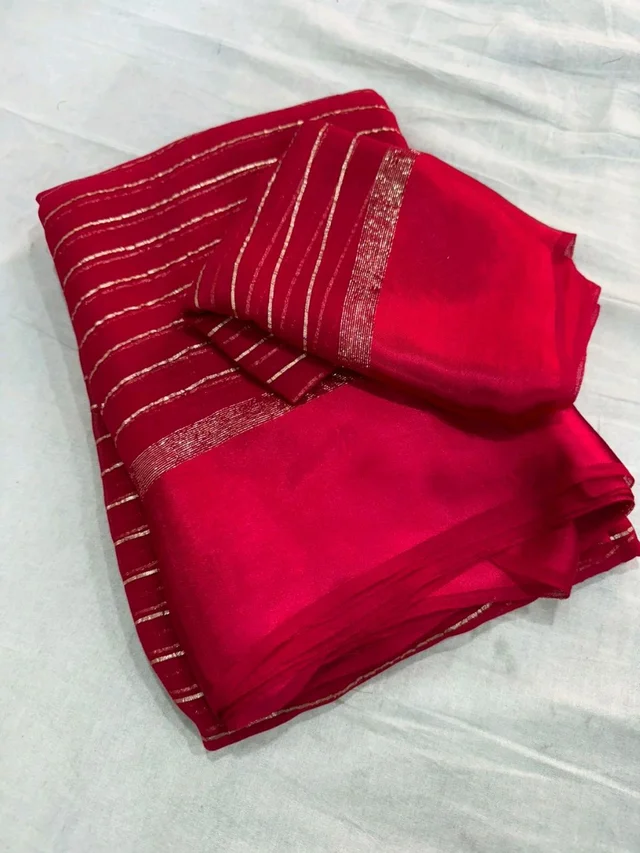 Viscose Georgette Saree - Magenta