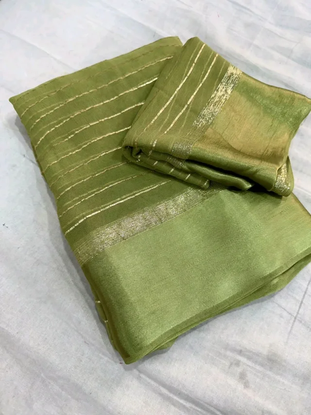 Viscose Georgette Saree - Pista Green