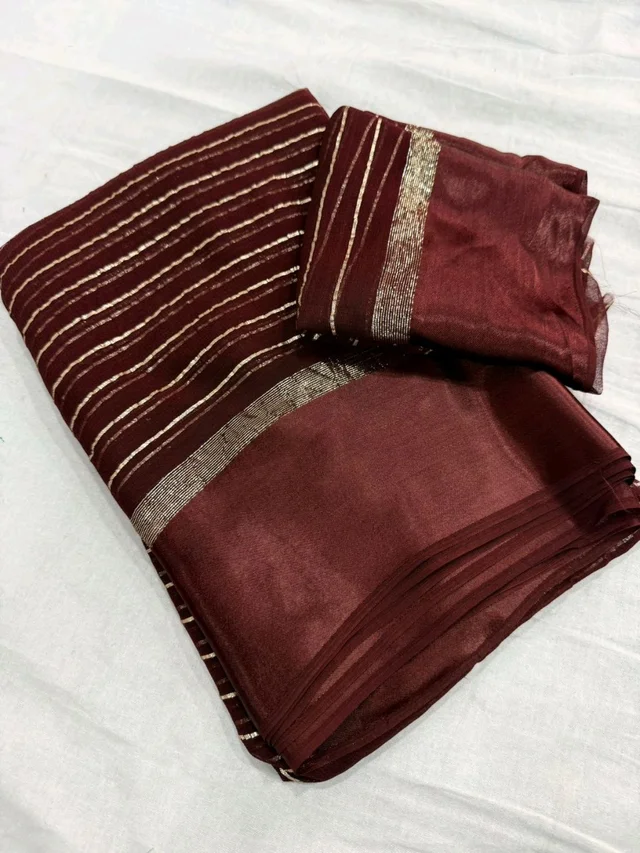 Viscose Georgette Saree - Brown