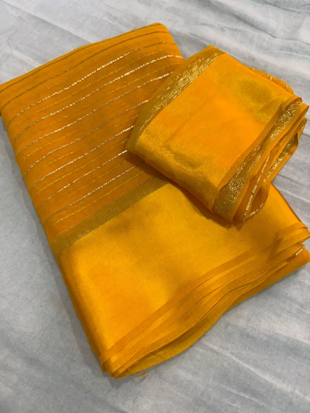 Viscose Georgette Saree - Yellow
