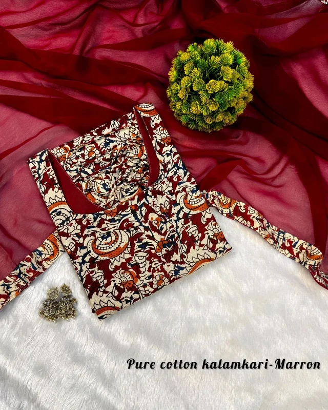 Thooriga - Pure Cotton Kalamkari Kurti Set - 3XL, Maroon