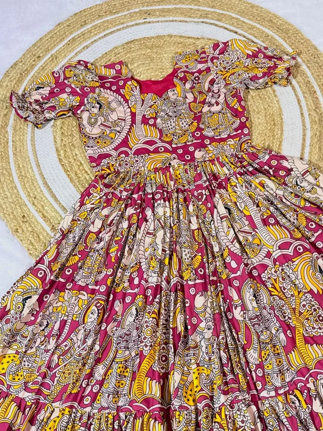 Akira - Kalamkari Soft Cotton Flared Maxi - L, Red