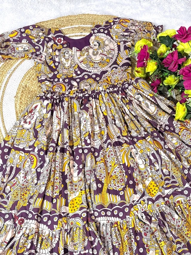 Akira - Kalamkari Soft Cotton Flared Maxi - XL, Red