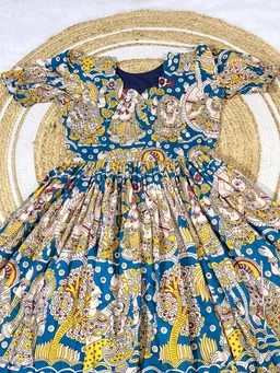 Akira - Kalamkari Soft Cotton Flared Maxi - 3XL, Blue
