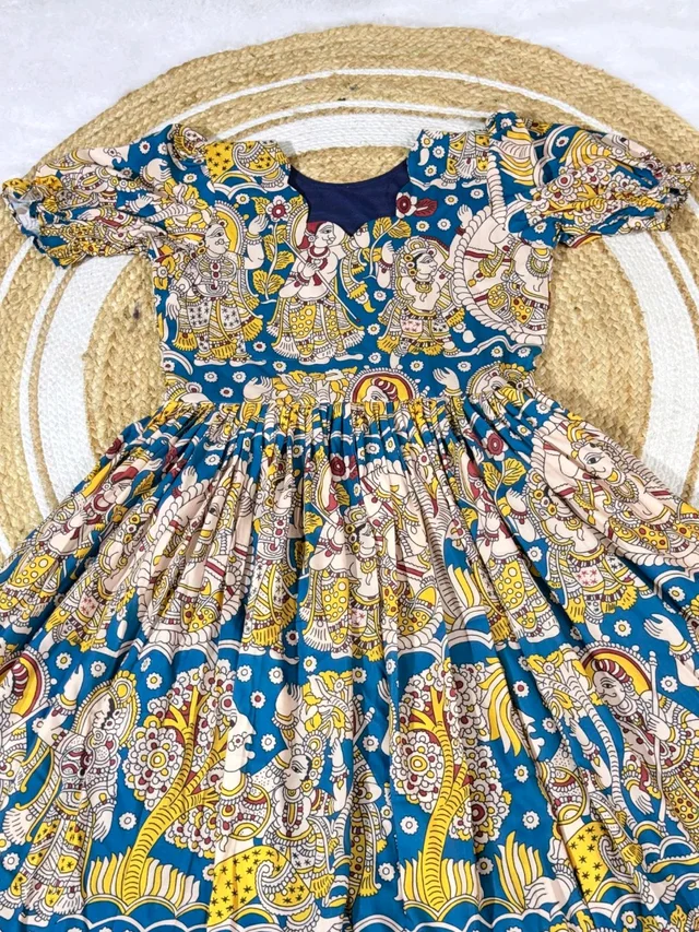 Akira - Kalamkari Soft Cotton Flared Maxi - 3XL, Blue