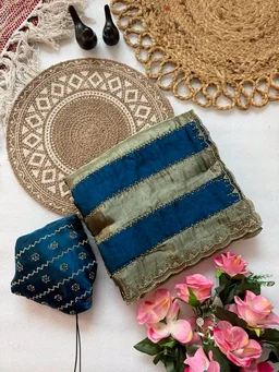 VARNIKA Varnika - Elegant Space Silk Saree with Jarkhan Work - Navy Blue