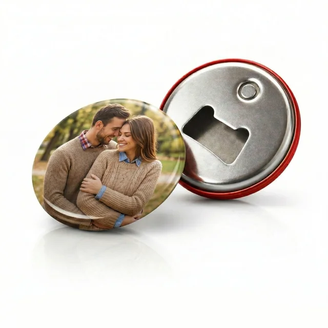 Personalised 58mm bottle opener badge fridge magnet  - Set of 8