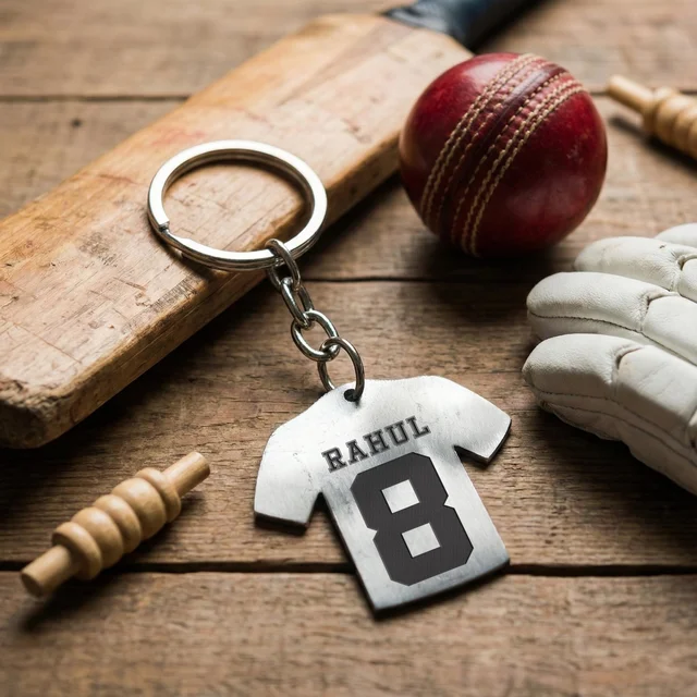 Personalised name metal jersey keychain