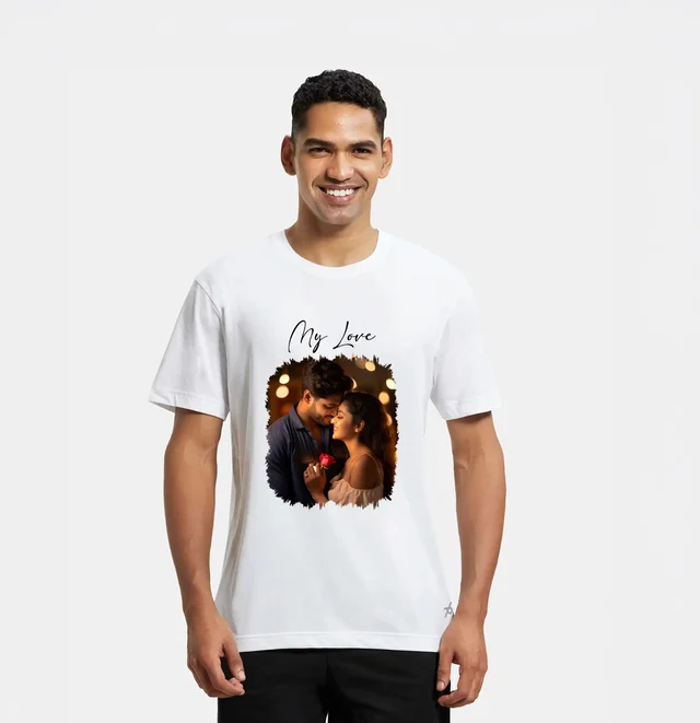Personalized Custom Photo Print White Round Neck T-Shirt for Men & Women (Unisex)